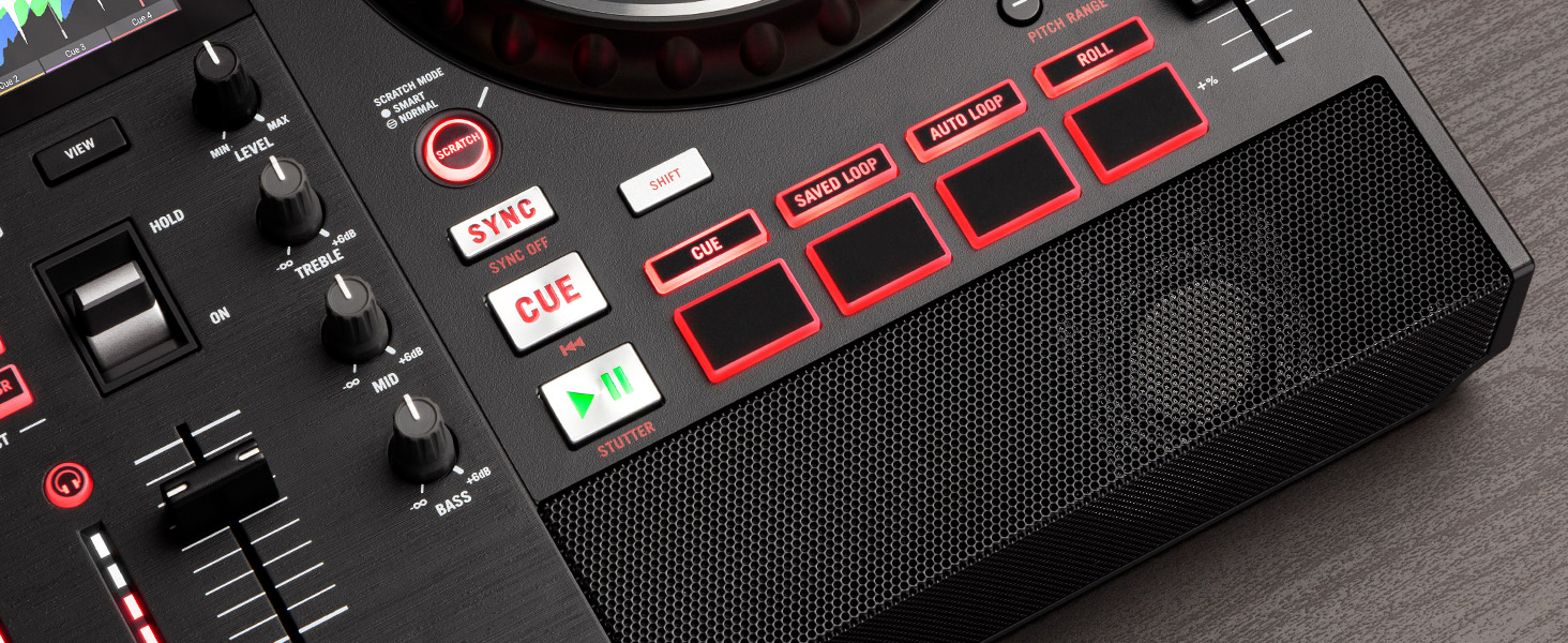 Mixstream Pro + DJ controller built-in speakers