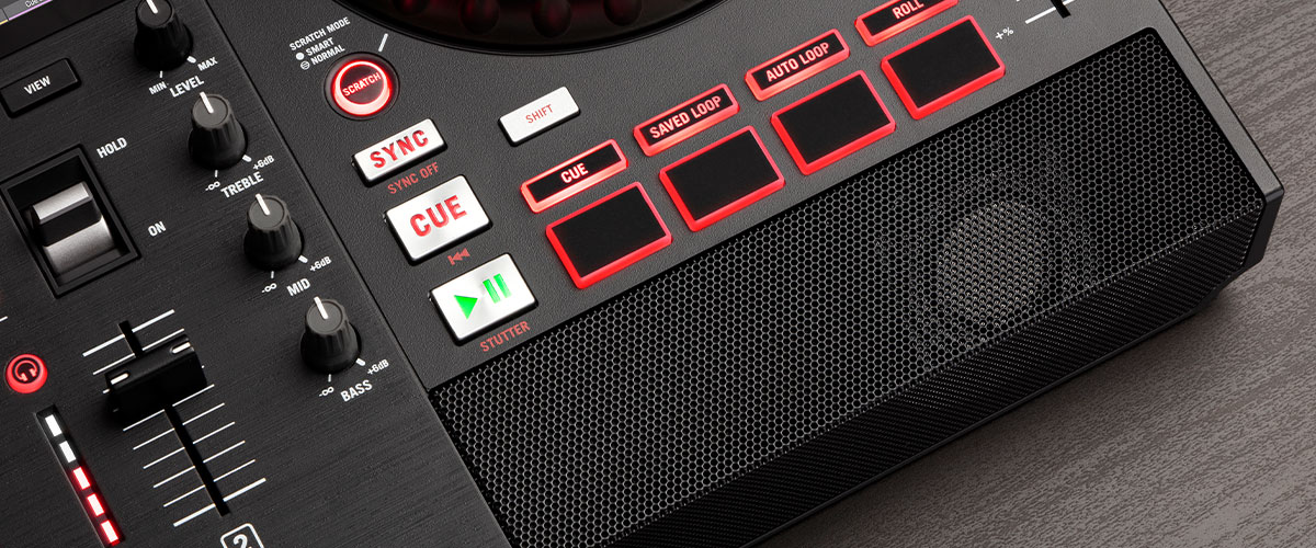 DJ controller built-in speakers