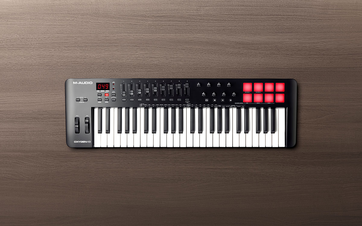 M-Audio Oxygen 49 MKV is a MIDI keyboard controller top view
